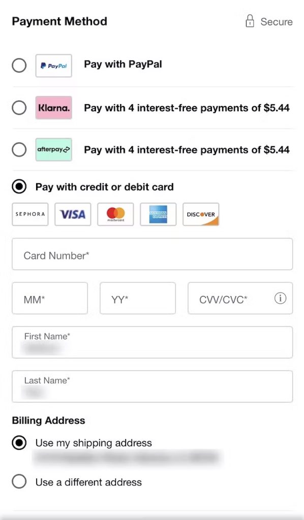Pay with creadit or debit card